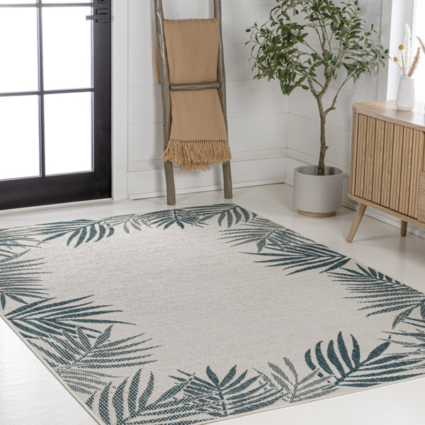HomeRoots 8' X 10' Blue and Cream Floral Area Rug - Stylish Indoor/Outdoor Rug with Durable, Easy-Care Design 703555