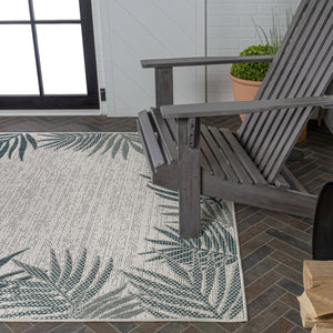 HomeRoots 8' X 10' Blue and Cream Floral Area Rug - Stylish Indoor/Outdoor Rug with Durable, Easy-Care Design 703555