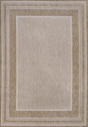 HomeRoots 5' X 8' Beige and Cream Indoor-Outdoor Area Rug – Stylish, Durable, Low-Profile Design for Any Space 703558
