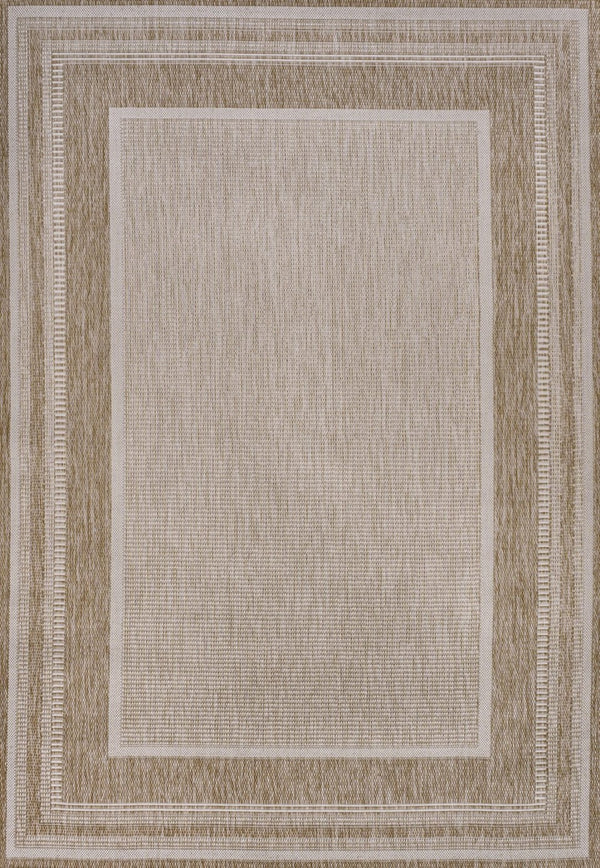 HomeRoots 5' X 8' Beige and Cream Indoor-Outdoor Area Rug – Stylish, Durable, Low-Profile Design for Any Space 703558