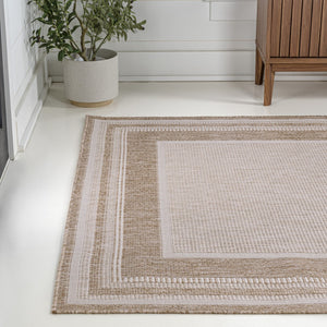 HomeRoots 8' X 10' Beige and Cream Area Rug - Durable Indoor/Outdoor Design for Modern Living Spaces & Patios 703559