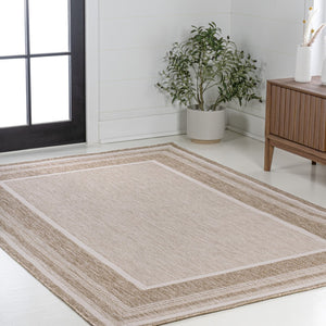 HomeRoots 8' X 10' Beige and Cream Area Rug - Durable Indoor/Outdoor Design for Modern Living Spaces & Patios 703559
