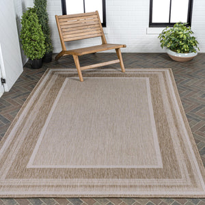 HomeRoots 8' X 10' Beige and Cream Area Rug - Durable Indoor/Outdoor Design for Modern Living Spaces & Patios 703559