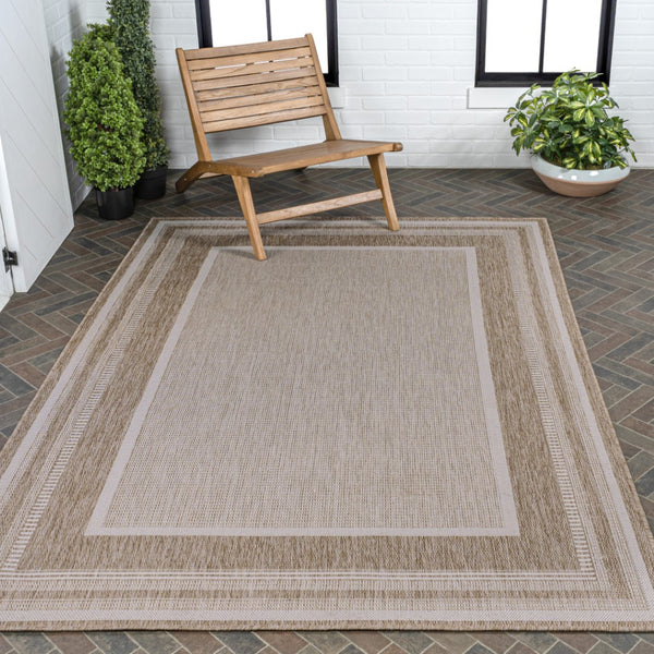 HomeRoots 8' X 10' Beige and Cream Area Rug - Durable Indoor/Outdoor Design for Modern Living Spaces & Patios 703559
