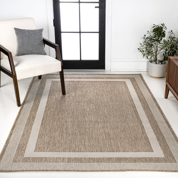 HomeRoots 8' X 10' Beige and Cream Indoor-Outdoor Area Rug – Stylish, Durable, and Low-Maintenance Comfort for Your Space! 703563
