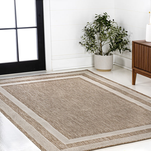 HomeRoots 8' X 10' Beige and Cream Indoor-Outdoor Area Rug – Stylish, Durable, and Low-Maintenance Comfort for Your Space! 703563