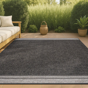 HomeRoots 5' X 8' Black and Cream Area Rug - Stylish Indoor/Outdoor Carpet for Modern Spaces, Easy Care! 703570