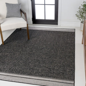 HomeRoots 5' X 8' Black and Cream Area Rug - Stylish Indoor/Outdoor Carpet for Modern Spaces, Easy Care! 703570