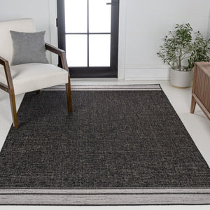 HomeRoots 5' X 8' Black and Cream Area Rug - Stylish Indoor/Outdoor Carpet for Modern Spaces, Easy Care! 703570