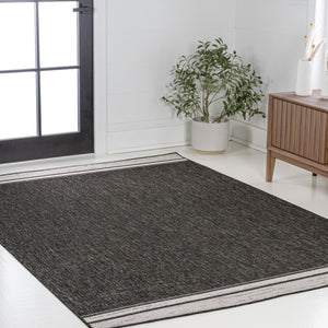HomeRoots 5' X 8' Black and Cream Area Rug - Stylish Indoor/Outdoor Carpet for Modern Spaces, Easy Care! 703570