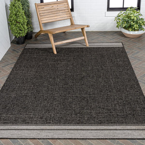 HomeRoots 5' X 8' Black and Cream Area Rug - Stylish Indoor/Outdoor Carpet for Modern Spaces, Easy Care! 703570