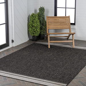 HomeRoots 5' X 8' Black and Cream Area Rug - Stylish Indoor/Outdoor Carpet for Modern Spaces, Easy Care! 703570