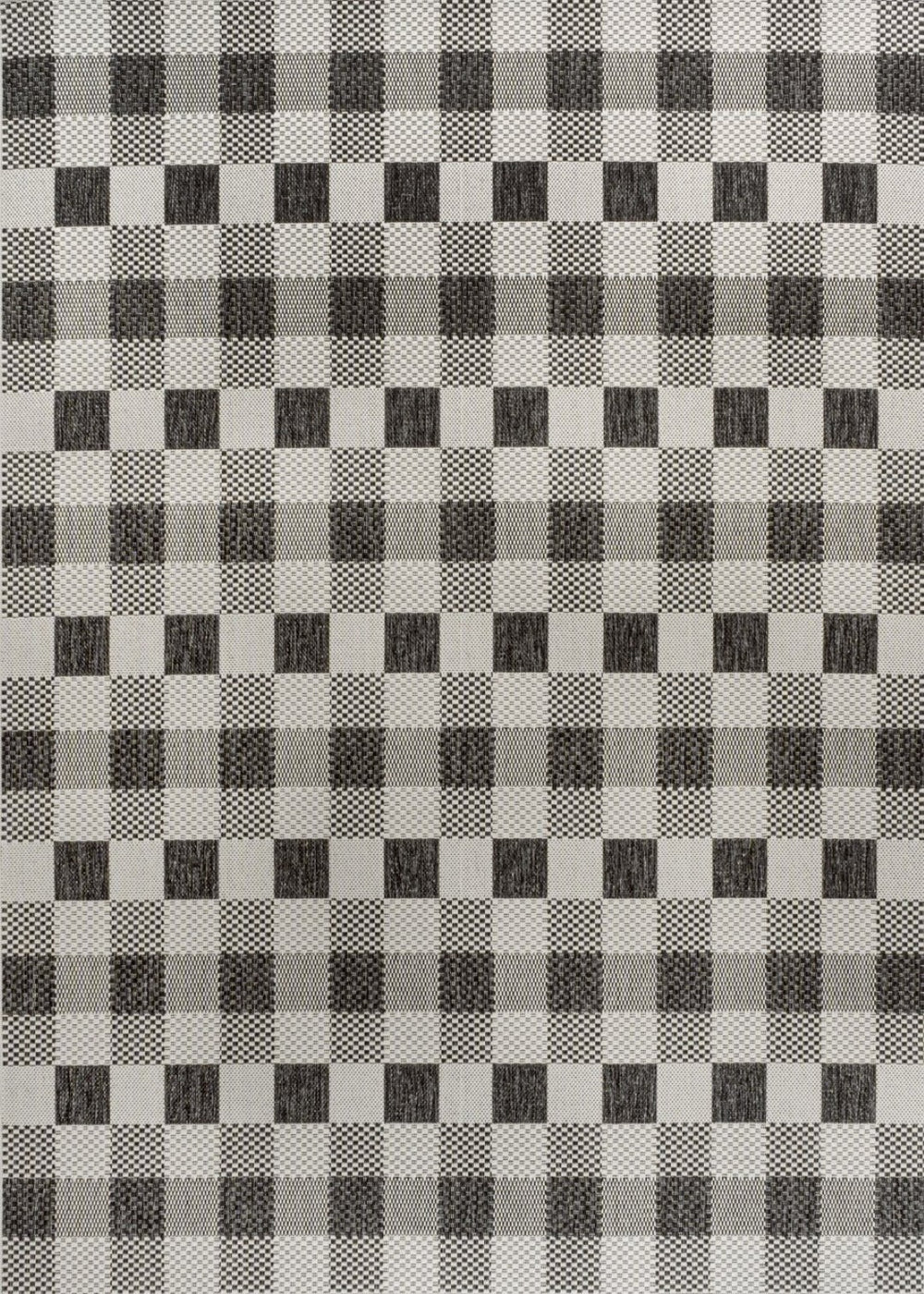 HomeRoots 5' Black and Cream Geometric Area Rug - Modern Indoor Outdoor Accent for Stylish Living Spaces 703574