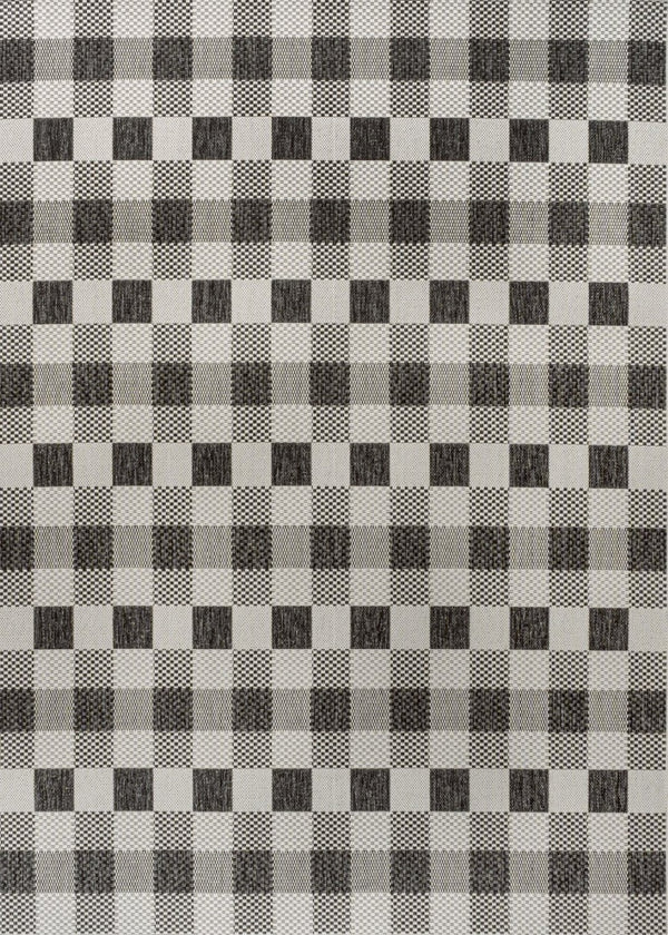 HomeRoots 8' X 10' Black and Cream Geometric Area Rug – Durable, Stylish, Indoor/Outdoor, Easy-Care Design 703575