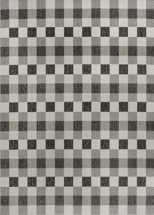 HomeRoots 8' X 10' Black and Cream Geometric Area Rug – Durable, Stylish, Indoor/Outdoor, Easy-Care Design 703575