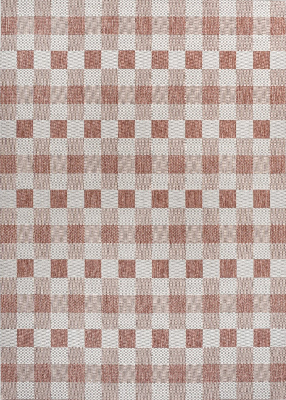 HomeRoots 5' Salmon & Cream Geometric Area Rug - Indoor/Outdoor, Stylish, Durable, Easy Care for Modern Spaces 703578