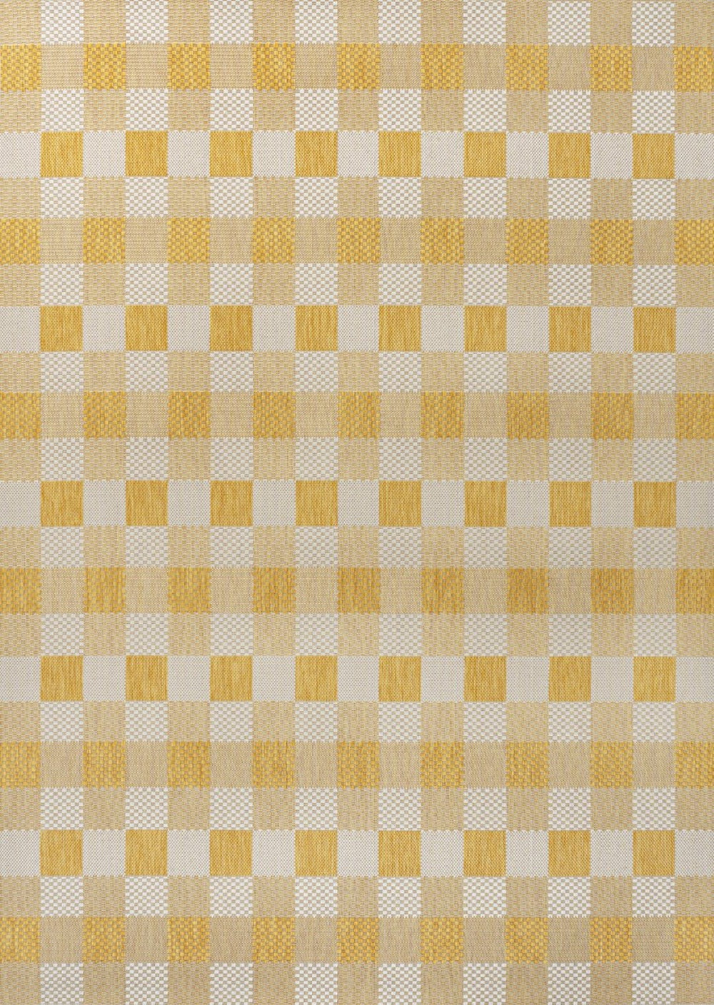 HomeRoots 8' X 10' Yellow and Cream Geometric Indoor Outdoor Area Rug - Stylish, Durable, and Easy to Clean! 703587