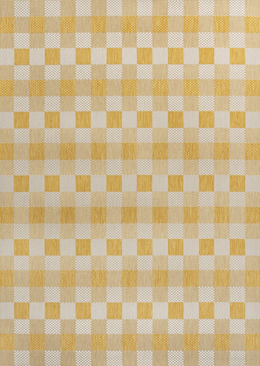 HomeRoots 8' X 10' Yellow and Cream Geometric Indoor Outdoor Area Rug - Stylish, Durable, and Easy to Clean! 703587