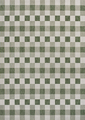 HomeRoots 5' Geometric Green and Cream Area Rug – Stylish Indoor/Outdoor Accent for Versatile Living Spaces 703590