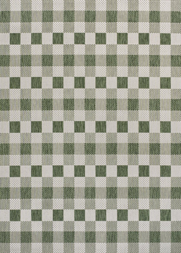 HomeRoots 5' Geometric Green and Cream Area Rug – Stylish Indoor/Outdoor Accent for Versatile Living Spaces 703590
