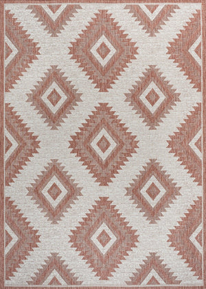 HomeRoots 8' X 10' Salmon and Cream Moroccan Indoor/Outdoor Rug – Stylish, Durable, Easy-Care Décor Solution! 703595