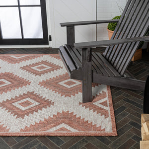 HomeRoots 8' X 10' Salmon and Cream Moroccan Indoor/Outdoor Rug – Stylish, Durable, Easy-Care Décor Solution! 703595