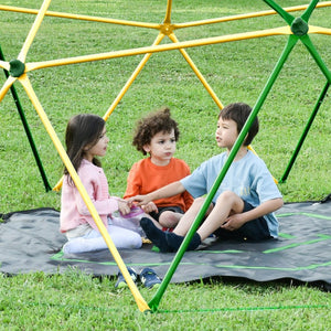 English Elm 12ft Geodesic Climbing Dome with Hammock Powder Coated Steel Backyard Play Structure N710P345629L