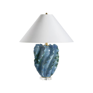 Chelsea House Ocean Waves Table Lamp With Blue-Green Glaze, Scalloped Ceramic Design On Clear Base For Coastal Ambience 70360