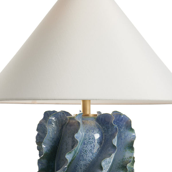 Chelsea House Ocean Waves Table Lamp With Blue-Green Glaze, Scalloped Ceramic Design On Clear Base For Coastal Ambience 70360