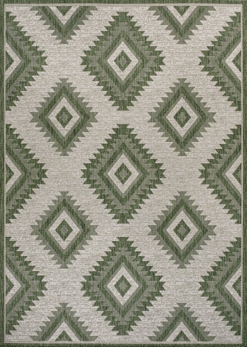 HomeRoots 5' Stylish Green and Cream Moroccan Area Rug for Indoor & Outdoor Use - Durable, Low-Maintenance Design 703602