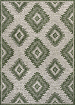 HomeRoots 5' Stylish Green and Cream Moroccan Area Rug for Indoor & Outdoor Use - Durable, Low-Maintenance Design 703602