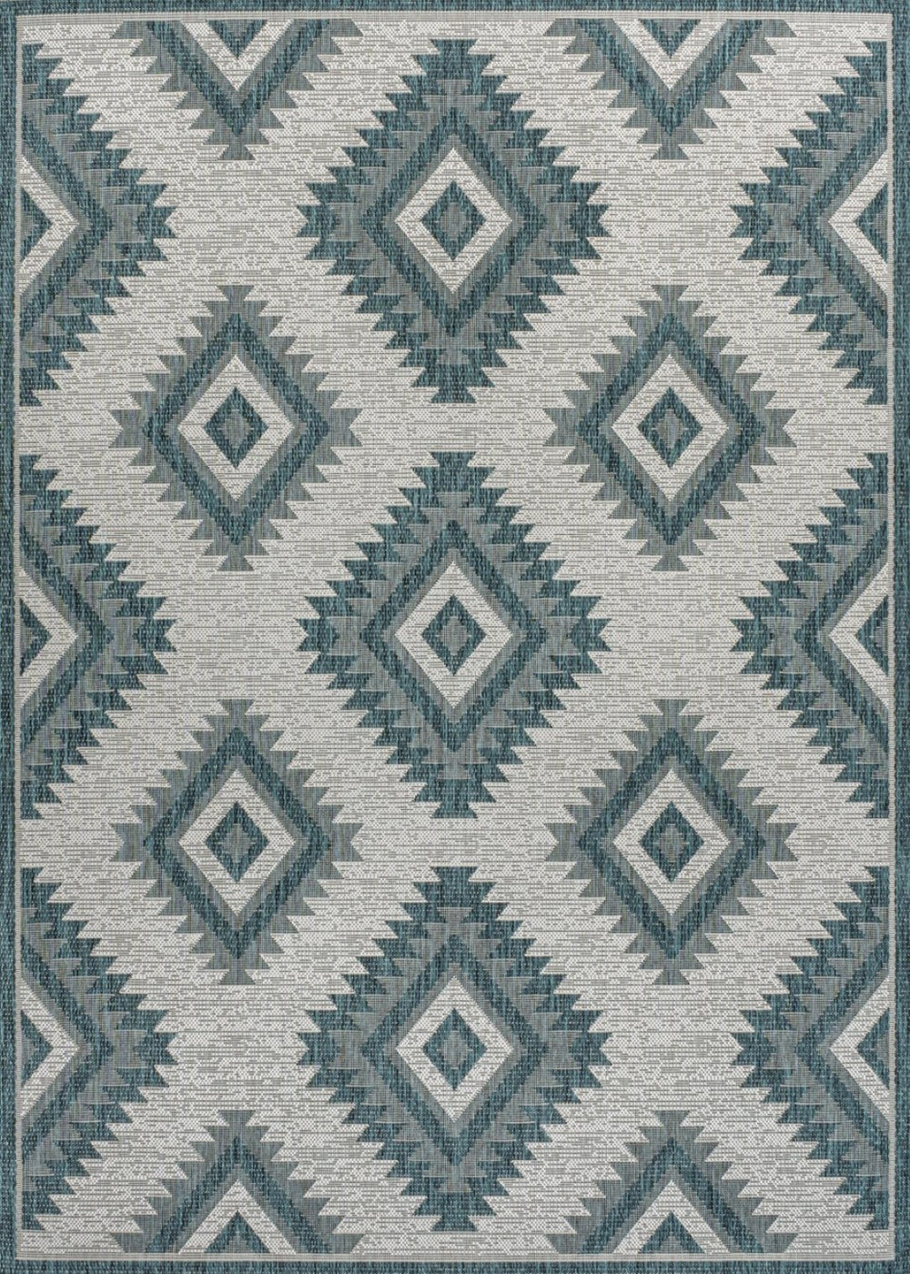 HomeRoots 5' Turquoise and Cream Moroccan Area Rug - Stylish Indoor/Outdoor Decor for Versatile Spaces 703606
