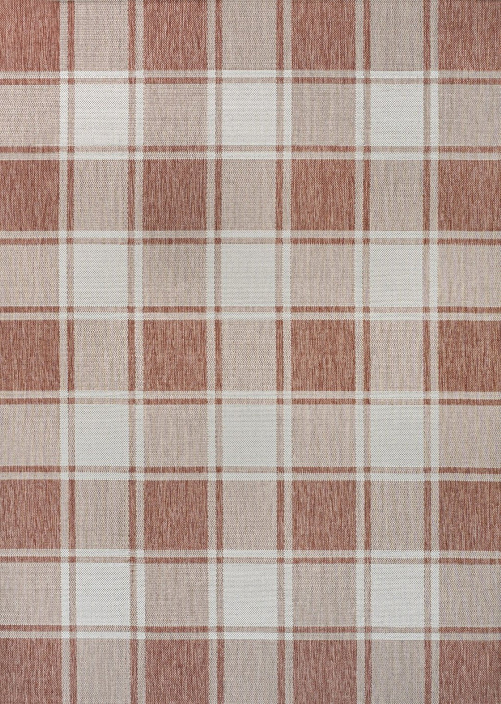 HomeRoots 8' X 10' Salmon and Cream Gingham Area Rug - Timeless, Durable Design for Indoor and Outdoor Spaces 703611