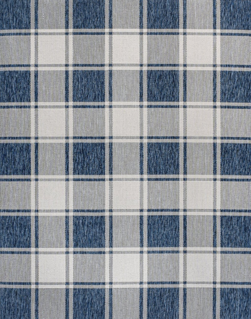 HomeRoots 5' Indoor Outdoor Navy Blue & Cream Gingham Area Rug - Durable, Stylish, Easy-Clean for Any Space 703614