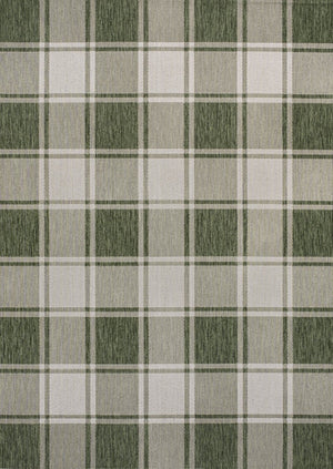 HomeRoots 5' Gingham Area Rug in Green and Cream – Versatile Indoor/Outdoor Design, Easy Care & Durable Comfort 703618