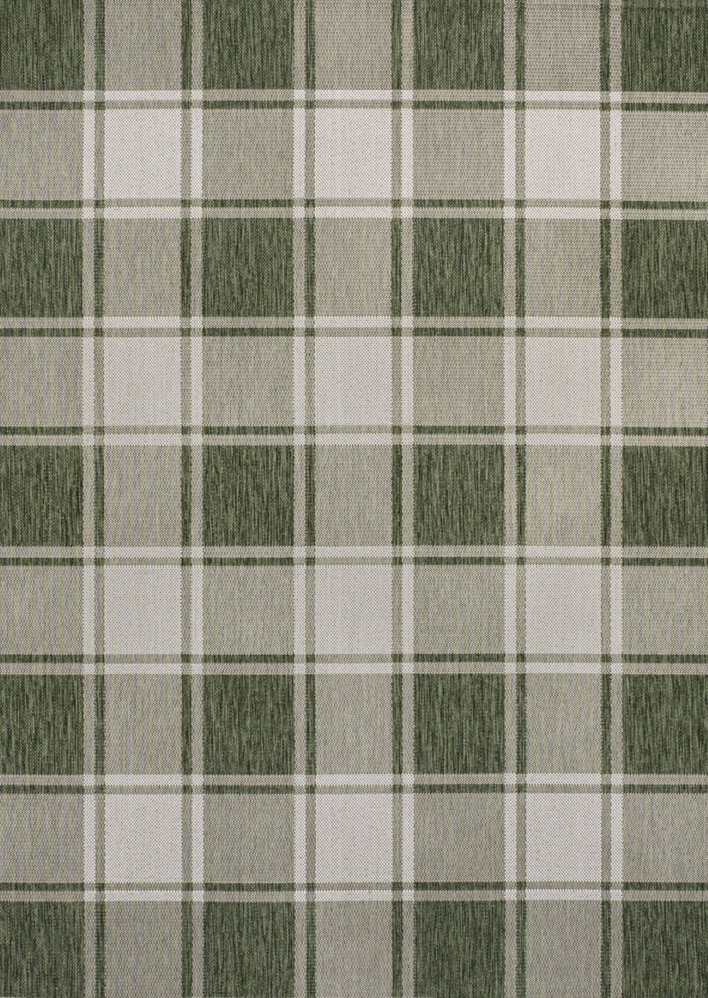 HomeRoots 8' X 10' Green and Cream Gingham Area Rug - Durable Indoor/Outdoor Charm for Any Space, Easy Care 703619