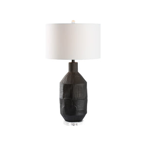 Chelsea House Furrow Matte Black Ceramic Lamp — Sculptural Furrowed Texture, Minimalist 32.5" Table Lamp For Warm Ambient Light (Versatile) 70362