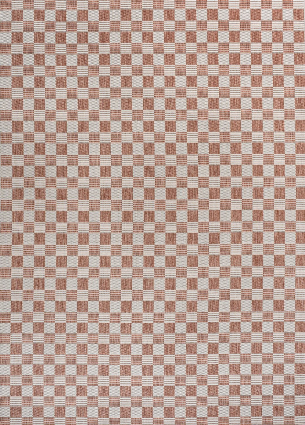 HomeRoots 5' X 8' Salmon and Cream Geometric Area Rug - Stylish, Durable Indoor/Outdoor Accent for Any Space 703626