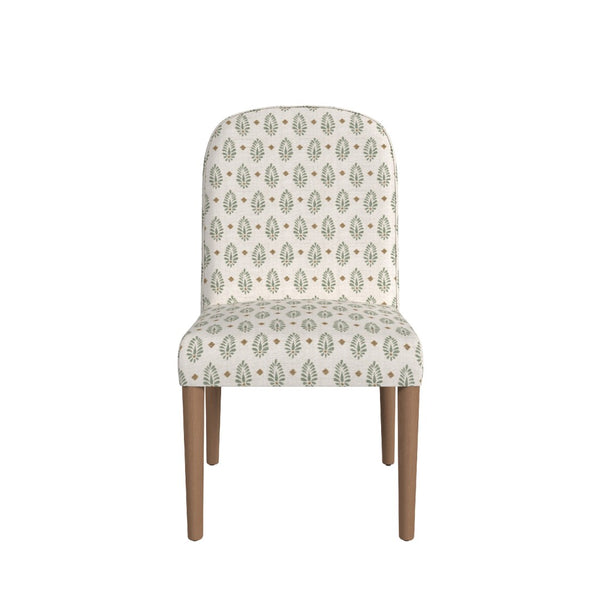 English Elm Aruk Upholstered Dining Chair Set Curved Back Tapered Wood Legs Transitional Style B056P417002
