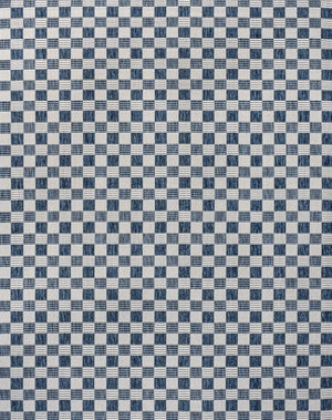HomeRoots 8' X 10' Navy Blue & Cream Geometric Rug – Durable Indoor/Outdoor Accent for Modern Spaces! 703631
