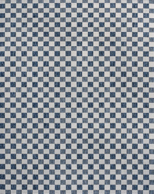 HomeRoots 8' X 10' Navy Blue & Cream Geometric Rug – Durable Indoor/Outdoor Accent for Modern Spaces! 703631
