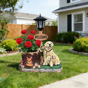 English Elm Labrador Mother and Pup Resin Garden Statue with Integrated Floral Planter Basin W5398P464250