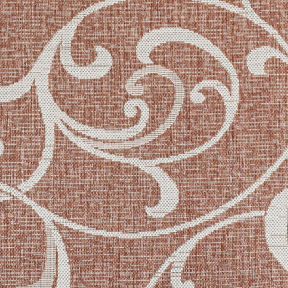 HomeRoots 5' Salmon and Cream Floral Area Rug – Durable Indoor/Outdoor Design for Patios, Kitchens & More! 703638