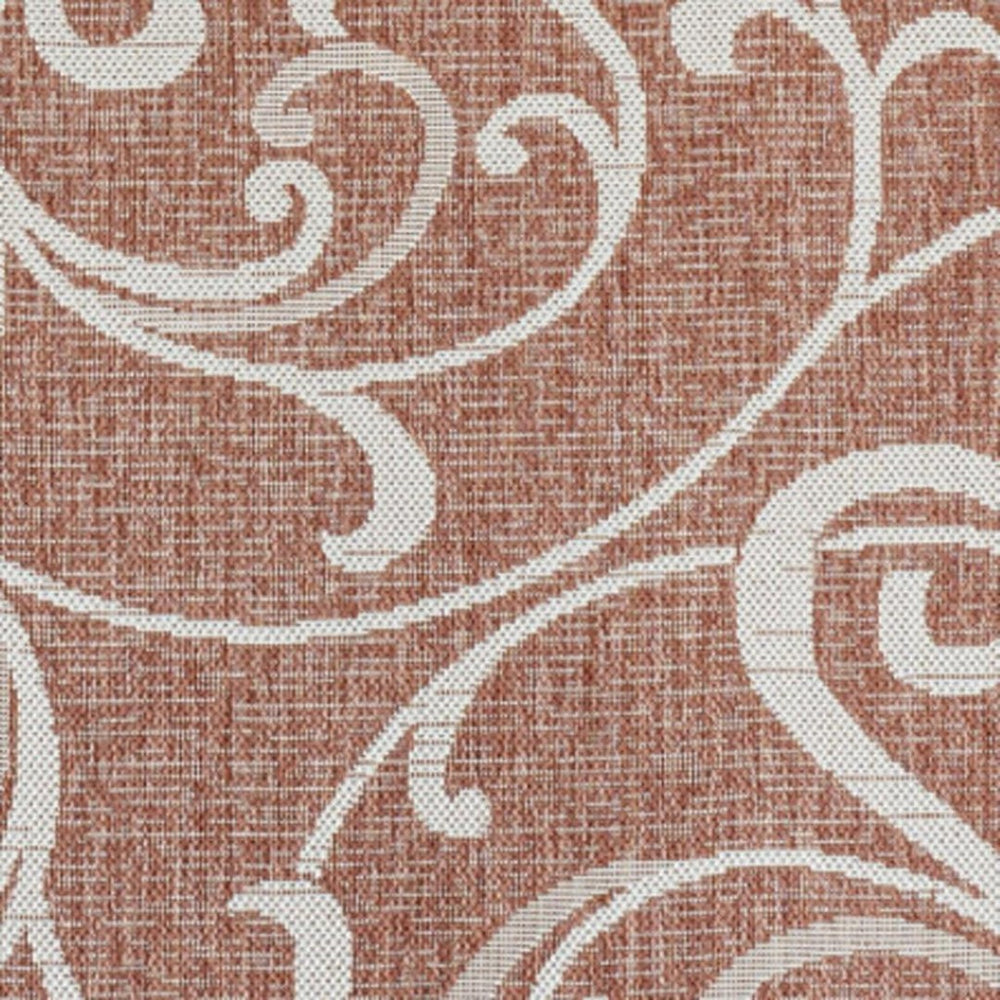 HomeRoots 8' X 10' Salmon and Cream Floral Area Rug - Durable, Stylish, Indoor/Outdoor Comfort for Any Space 703639