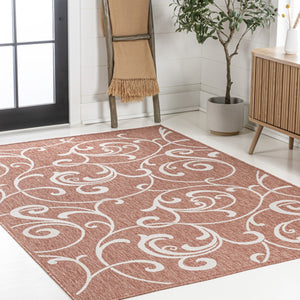HomeRoots 8' X 10' Salmon and Cream Floral Area Rug - Durable, Stylish, Indoor/Outdoor Comfort for Any Space 703639
