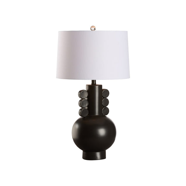 Chelsea House Salem Sculptural Table Lamp In Matte Black — 28.5" Modern Ambient Light With Decorative Side Disks For Living Rooms 70364