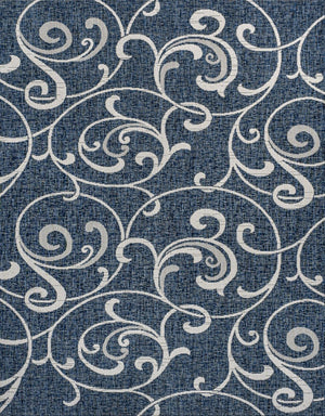 HomeRoots 5' Navy Blue & Cream Floral Indoor/Outdoor Area Rug - Durable, Stylish, Easy-Care for Any Space! 703642