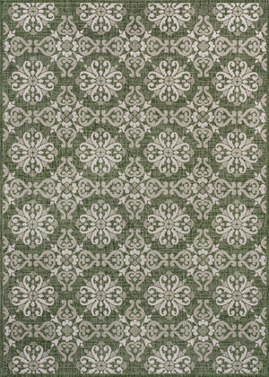 HomeRoots 8' X 10' Green and Cream Floral Area Rug - Durable, Stylish Indoor/Outdoor Comfort for Any Space 703651