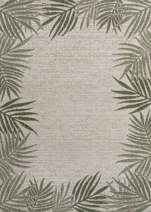 HomeRoots 5' Green and Cream Floral Area Rug – Durable Indoor/Outdoor Style for Any Space, Easy to Clean! 703654