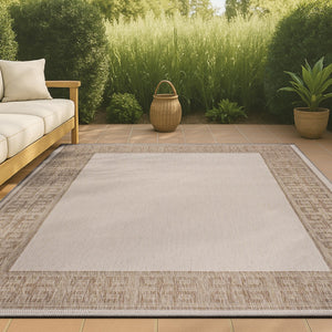 HomeRoots 5' X 8' Cream and Beige Indoor/Outdoor Area Rug – Durable, Stylish, Low-Maintenance for Any Space! 703662